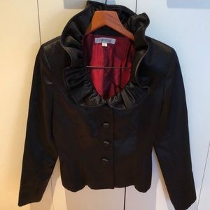 Phoebe black satin skirt suit